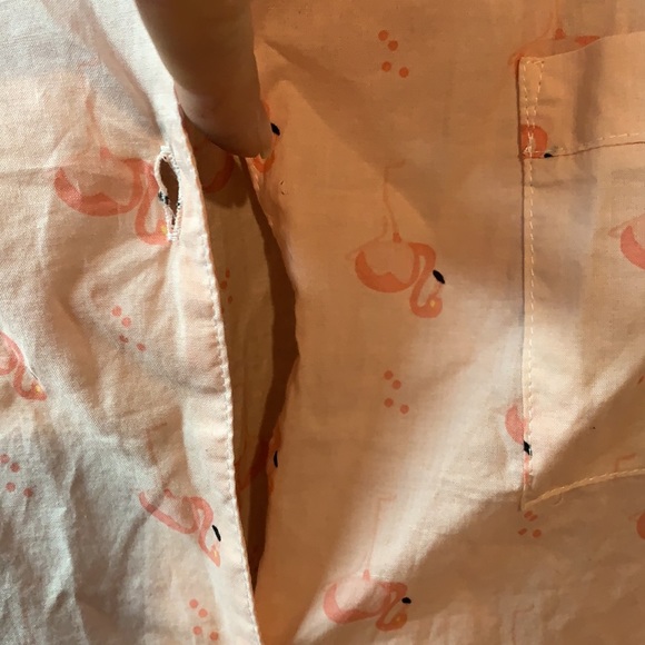 Cute vintage pink flamingo print button-down top L - Picture 3 of 17